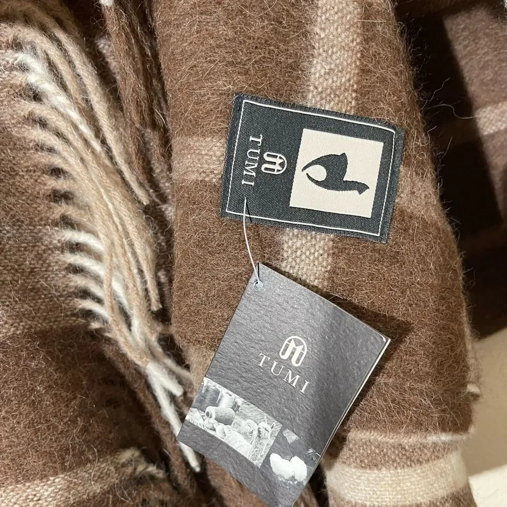 Tumi Brown and Cream Plaid Blanket
